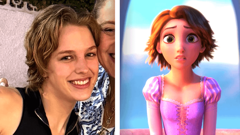 Teagan Croft in Instagram photo, Rapunzel with short hair in 'Tangled.'
