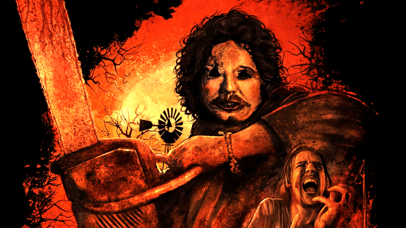 Leatherface holding a chainsaw in Texas Chainsaw Massacre