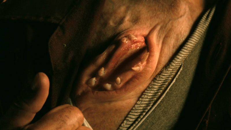 Mutant mouth on Thaddeus in Fallout Season 2 Episode 7.
