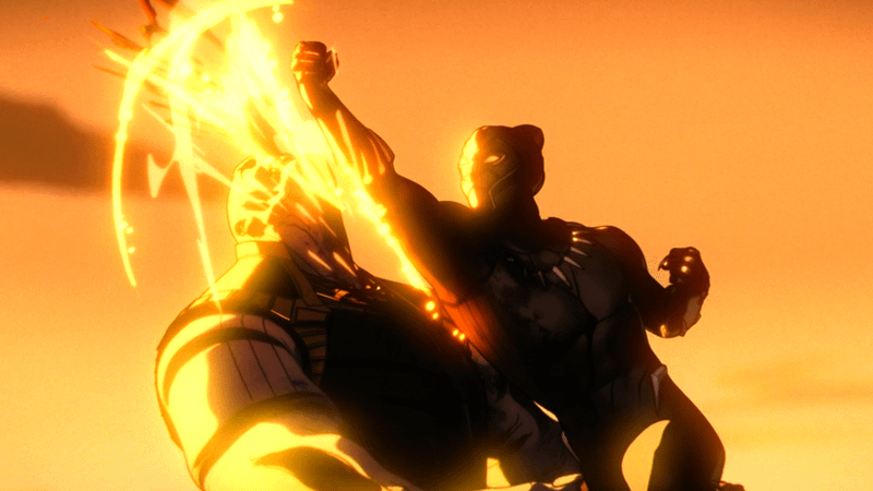 T'challa defeating Thanos in Marvel Zombies.