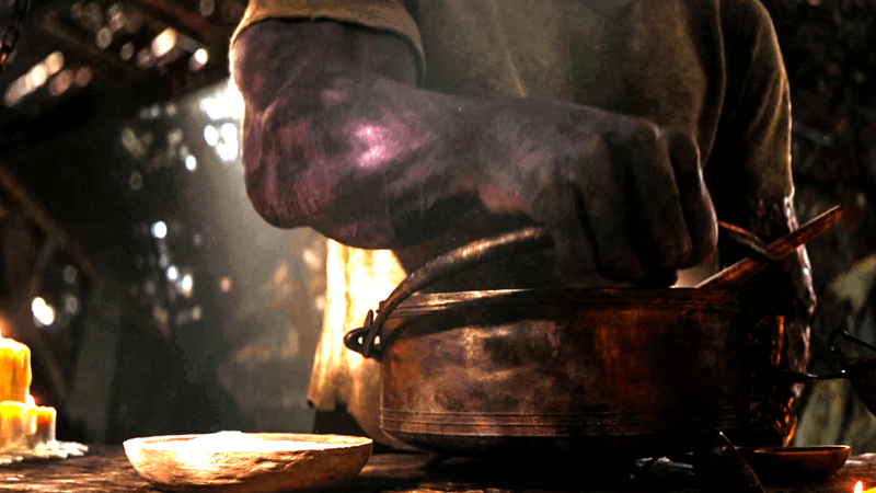 Thanos making soup in Avengers: Endgame.