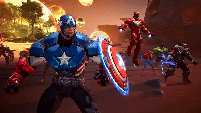 Captain America leading The Avengers.