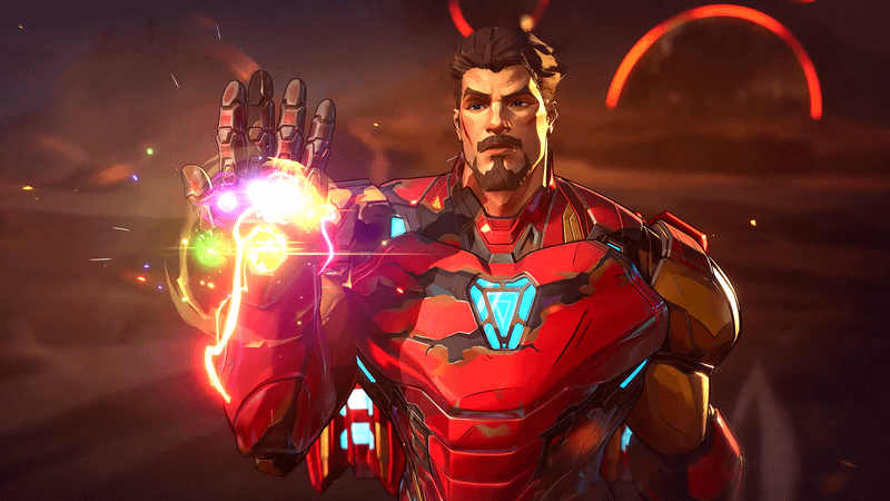 Iron Man in Marvel Rivals using the Infinity Stones.