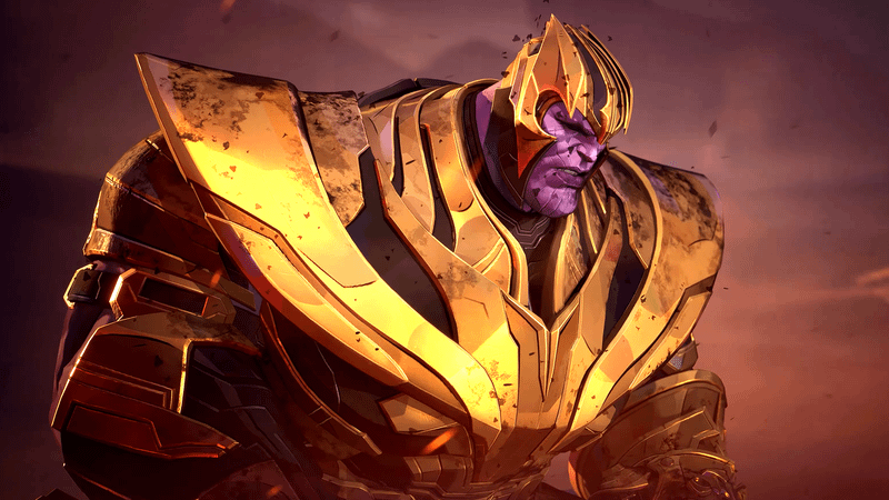 Thanos in his heavy iron armor.