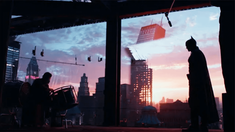 Behind the scenes shot of The Batman using The Volume technology