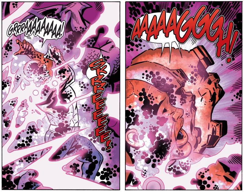 The cosmic energy flowing back into Ben Grimm's body, turning him back into The Thing.
