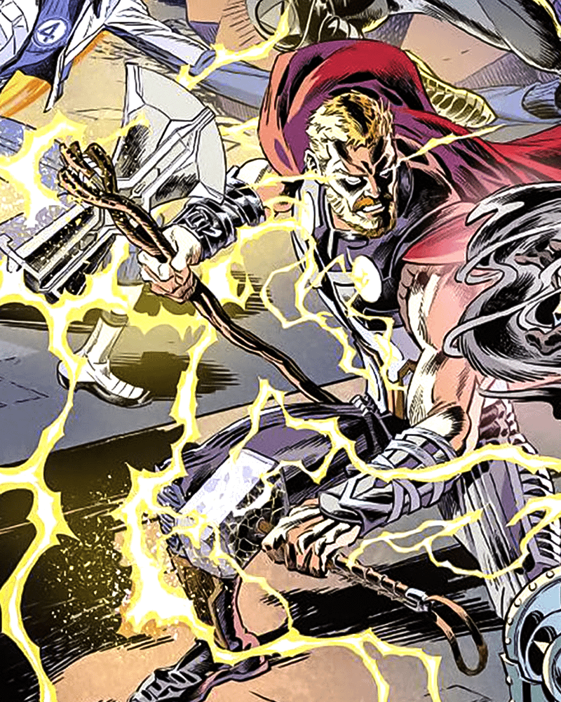 Thor wielding Stormbreaker & Mjolnir in Avengers: Doomsday art.