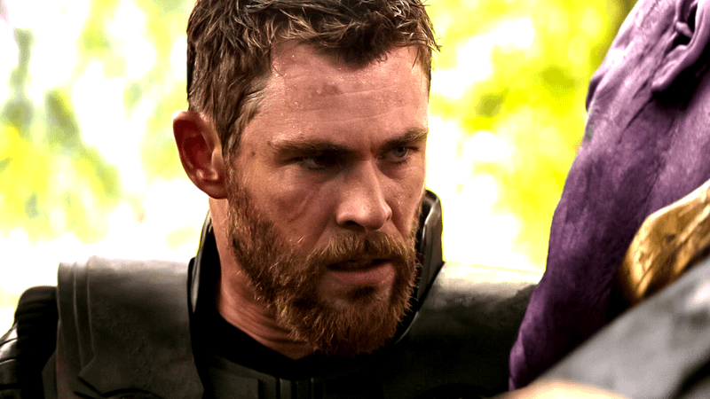 Thor battling Thor in Avengers: Infinity War.