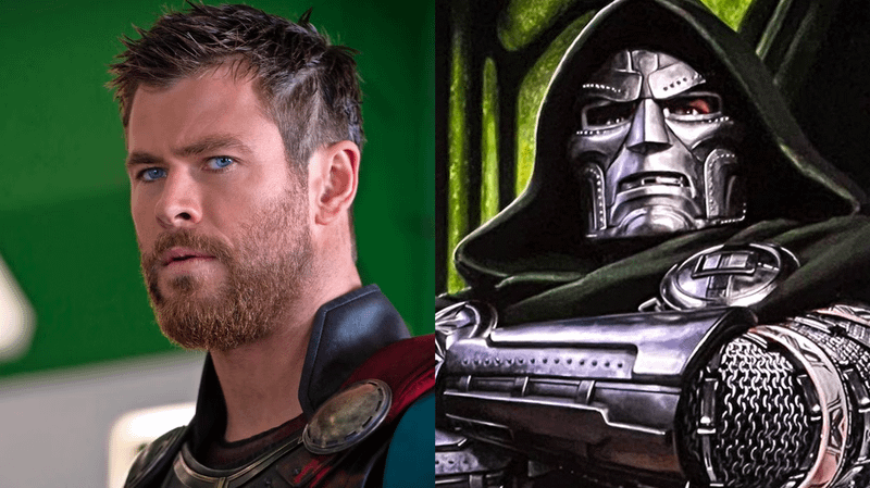 Chris Hemsworth as Thor in 'Thor: Ragnarok,' Doctor Doom from 'Avengers: Doomsday.'