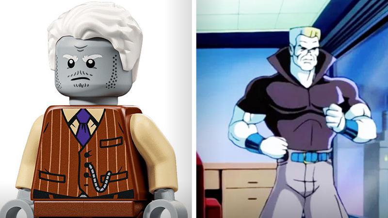The Tombstone minifigure compared to the character in the Spider-Man animated series.