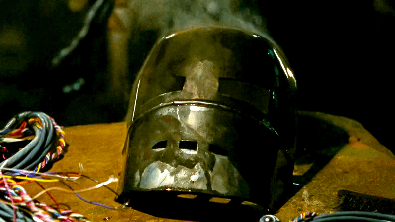 Iron Man Mark I helmet in Iron Man.