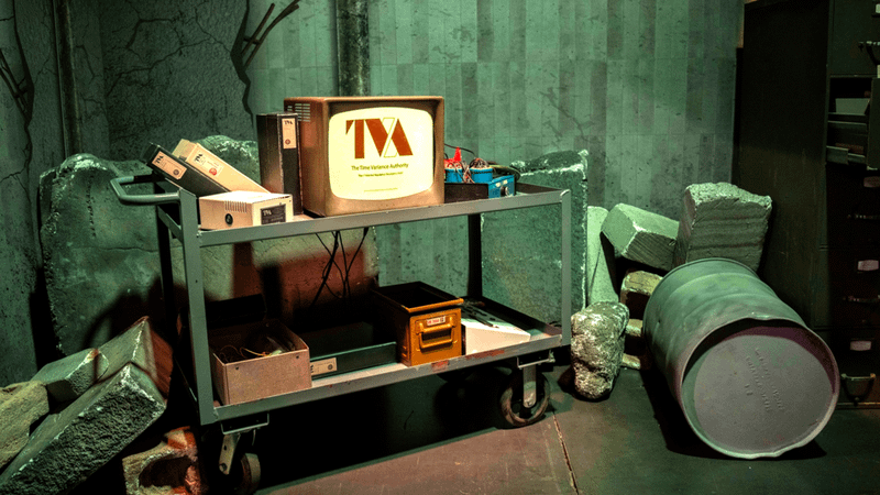 The destroyed TVA exhibit at D23.