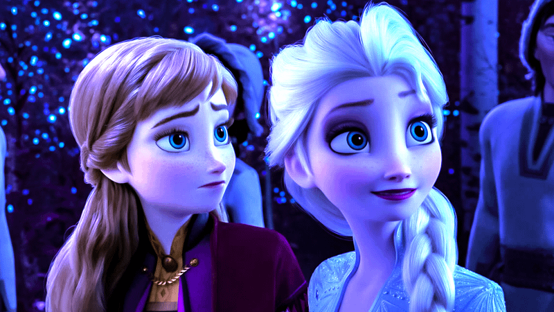 Anna and Elsa in Frozen 2.
