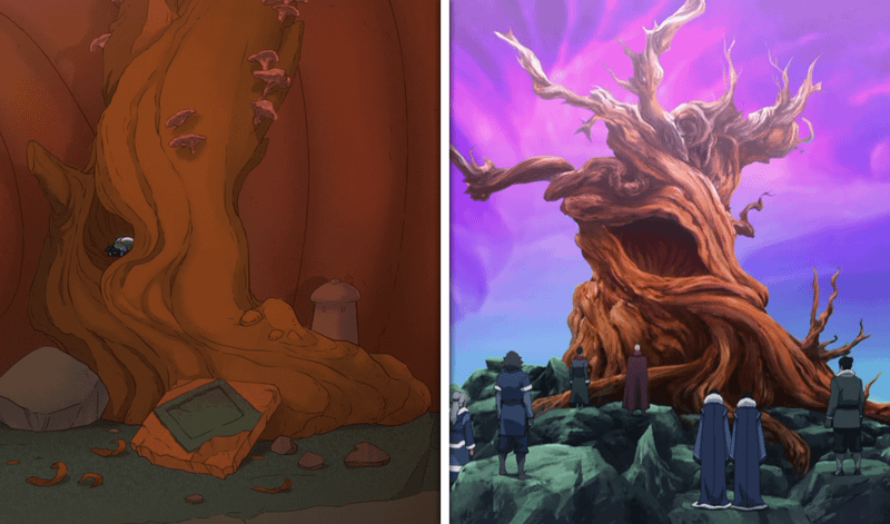 Comparing Pavi's tree in Avatar: Seven Havens to the Tree of Time in The Legend of Korra.