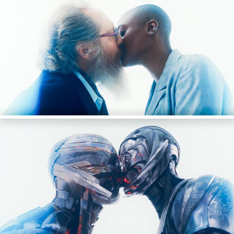 Ultron and Jocasta first kiss in VisionQuest Episode 6, human and robot forms.