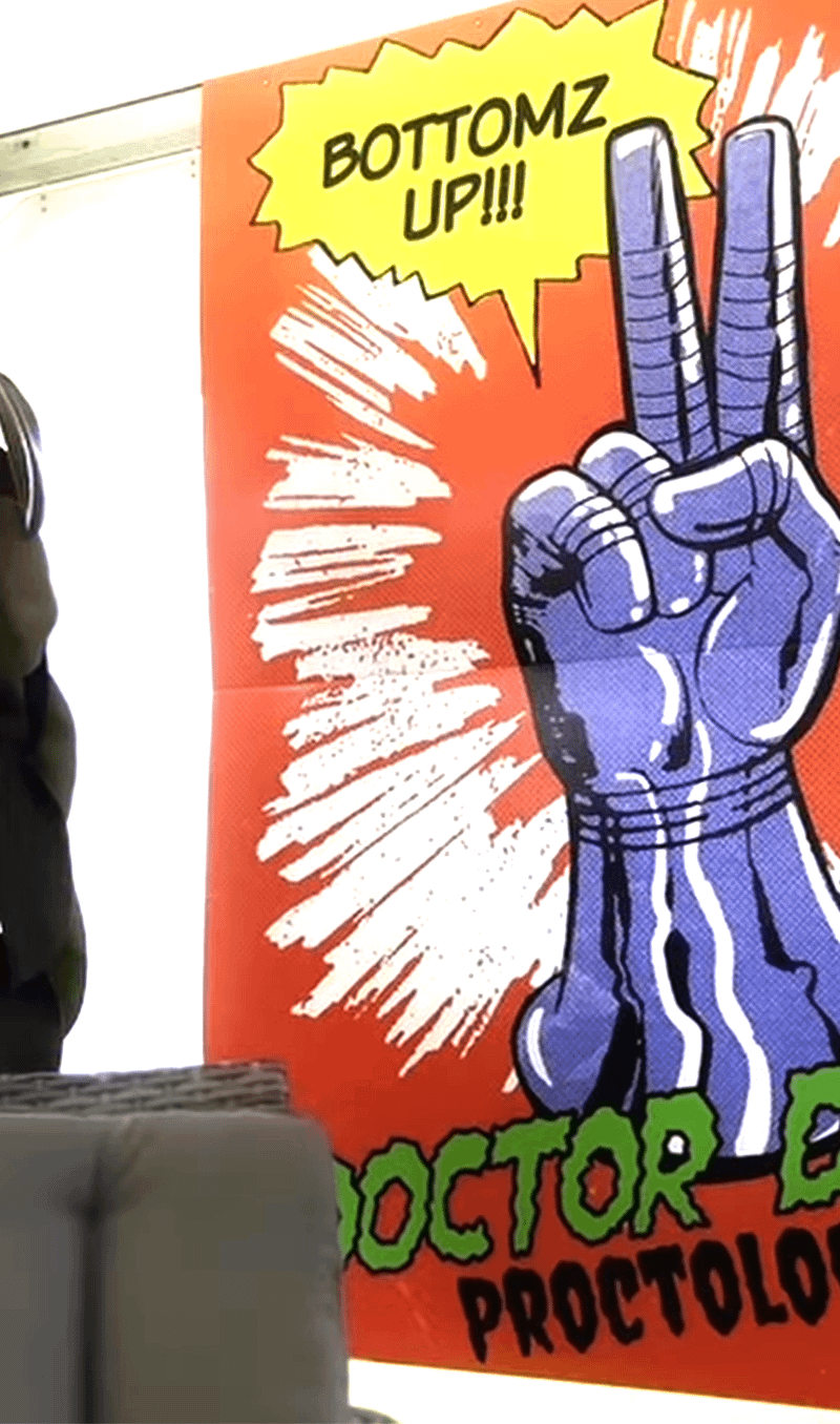 A close-up of a Doctor Doom Proctology poster from Robert Downey Jr.'s Instagram