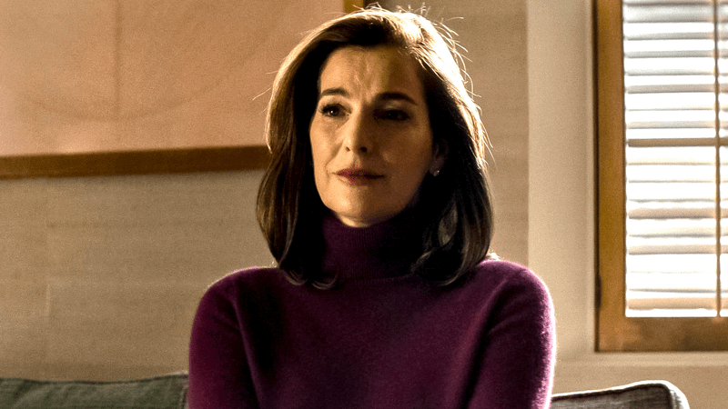 Ayelet Zurer looking worried as Vanessa Fisk in Daredevil: Born Again Season 1.