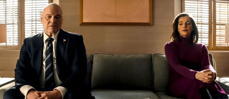 Vincent D'Onofrio as Mayor Fisk & Ayelet Zurer as Vanessa Fisk in Daredevil: Born Again Season 1.