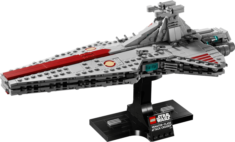 A side-view of the Venator-Class Attack Cruiser LEGO set