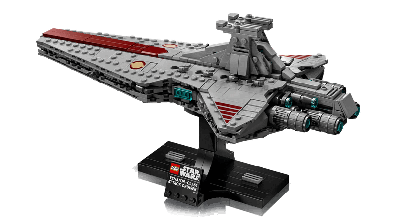 A back-view of the Venator-Class Attack Cruiser LEGO set