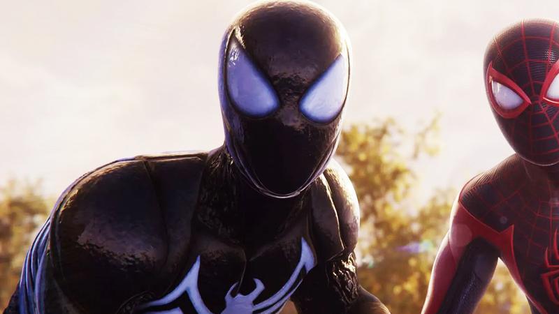 Peter Parker black suit in Insomniac Spider-Man 2.