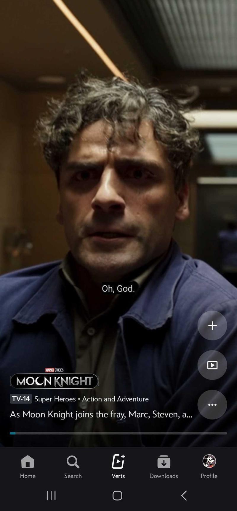 A shot of Moon Knight in Verts on Disney+.