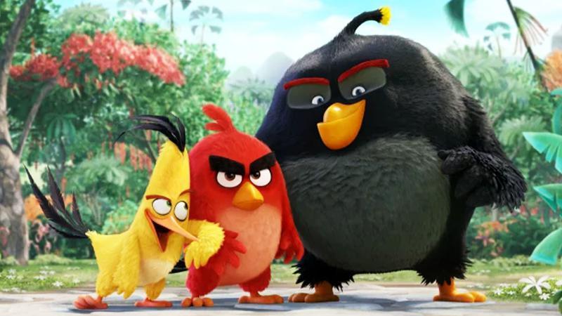 Angry Bird characters Red Chuck and Bomb.