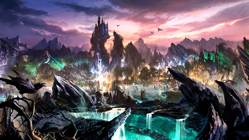 Concept art for Villains Land at Magic Kingdom.
