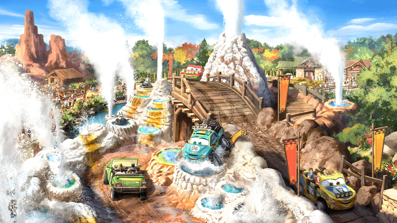 Concept art for Piston Peak National Park at Magic Kingdom.