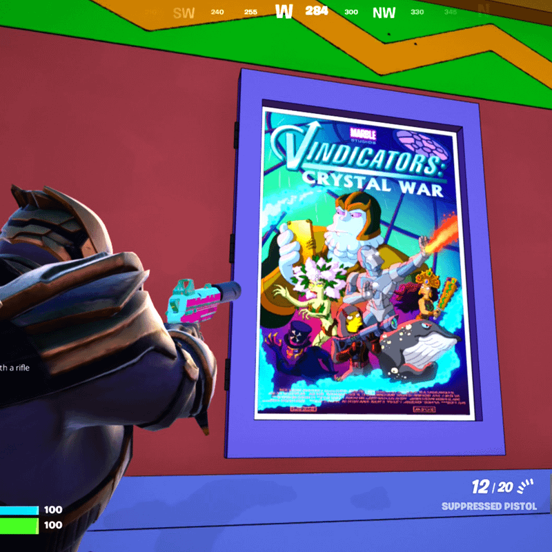 Vindicators Crystal War poster in Fortnite