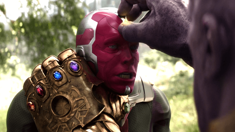 Thanos taking the Mind Stone off Vision in Avengers: Infinity War.