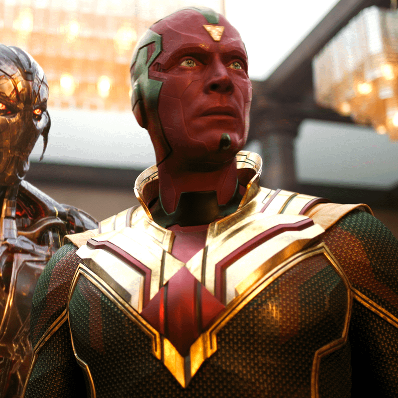 Vision in a new costume with gold plating.