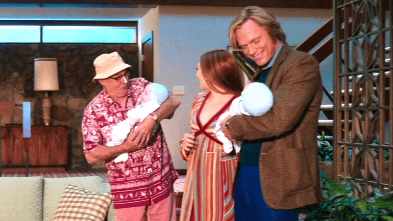 Wanda and Vision with the babies in WandaVision.