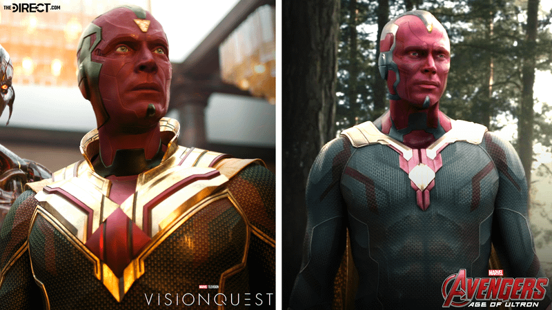 Vision in VisionQuest alongside his Age of Ultron look.