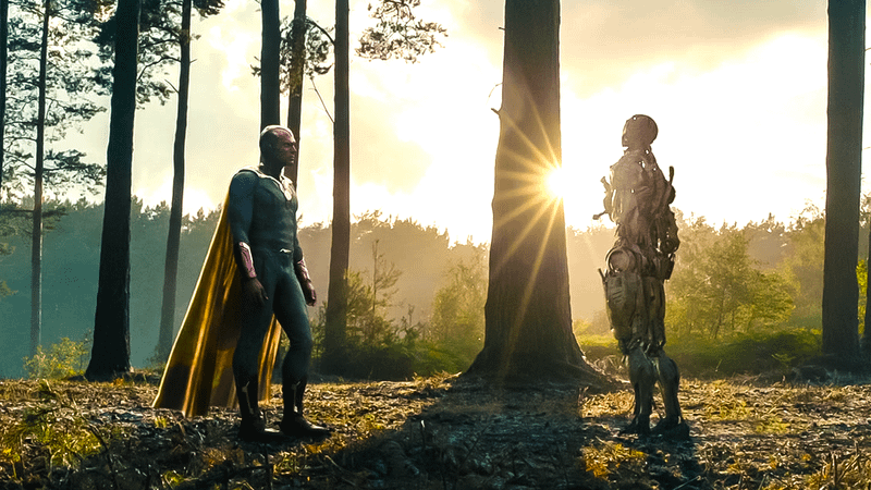 Vision and Ultron in Avengers: Age of Ultron.