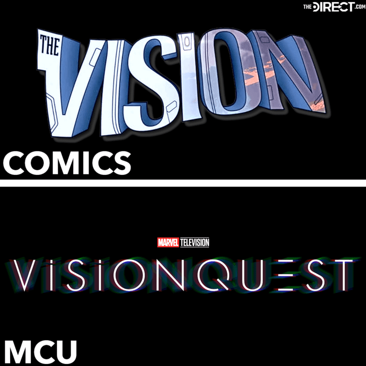 A Vision logo from the comics on the top and the VisionQuest logo on the bottom.