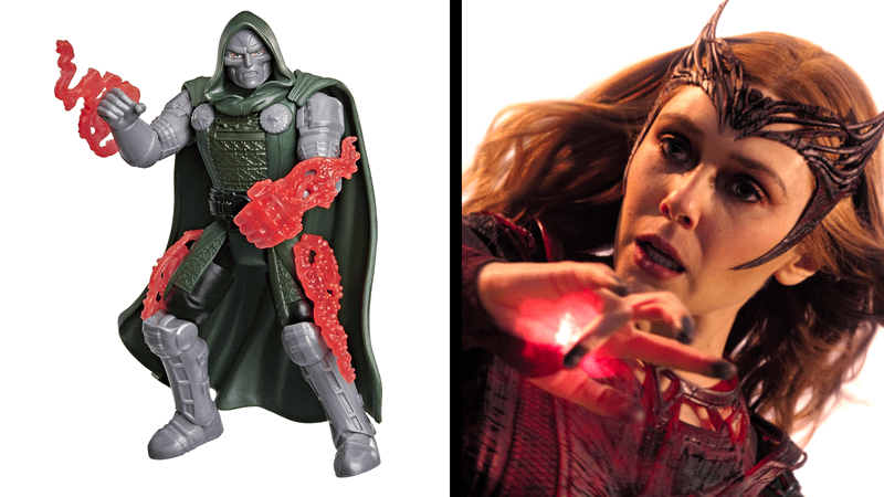 Doctor Strange and Scarlet Witch using red magic in the MCU.