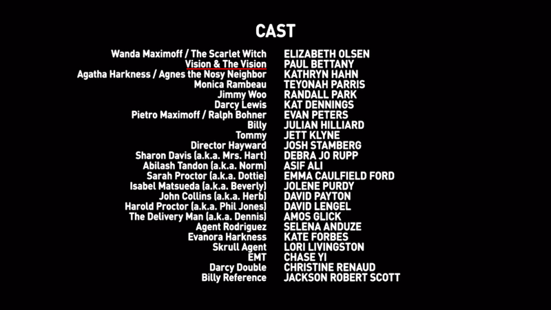 WandaVision Finale Cast Credits