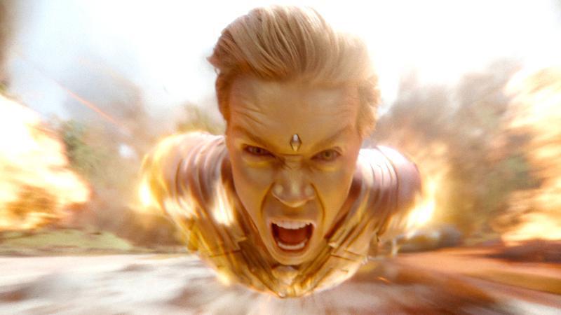 Adam Warlock flying toward the camera in Guardians of the Galaxy Vol. 3
