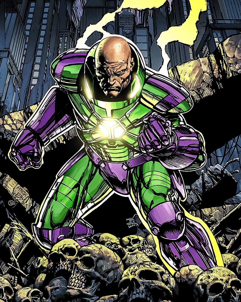 Lex Luthor wearing warsuit in DC Comics.
