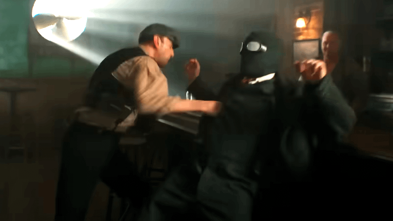 Spider-Noir vs. gangsters in Spider-Noir.
