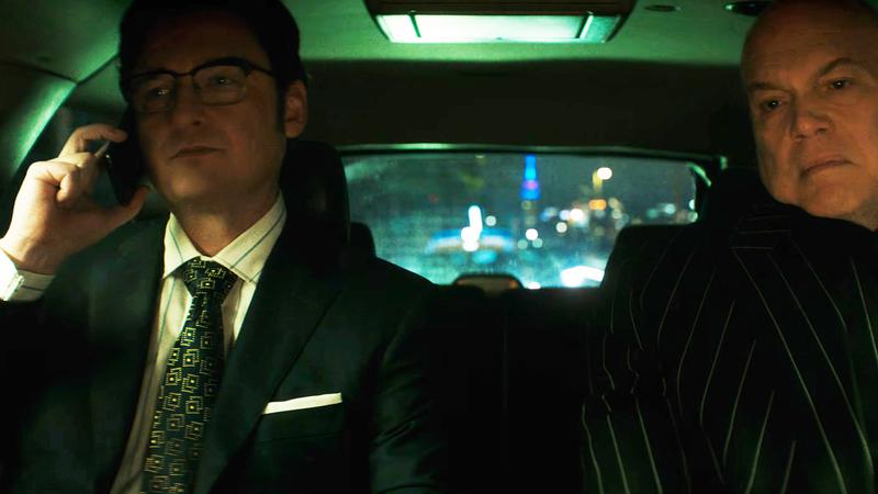 Wesley and Kingpin in the back of a car in Daredevil: Born Again.