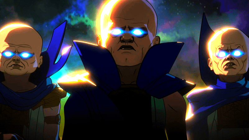 Uatu the Watcher with his trade mark glowing eyes.