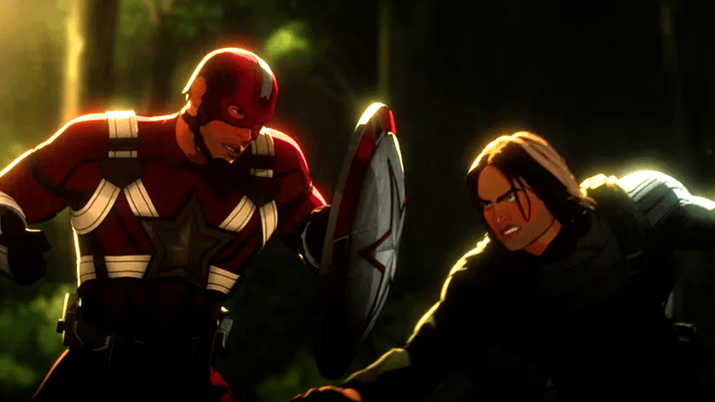 Red Guardian and Winter Soldier fighting in What If...?