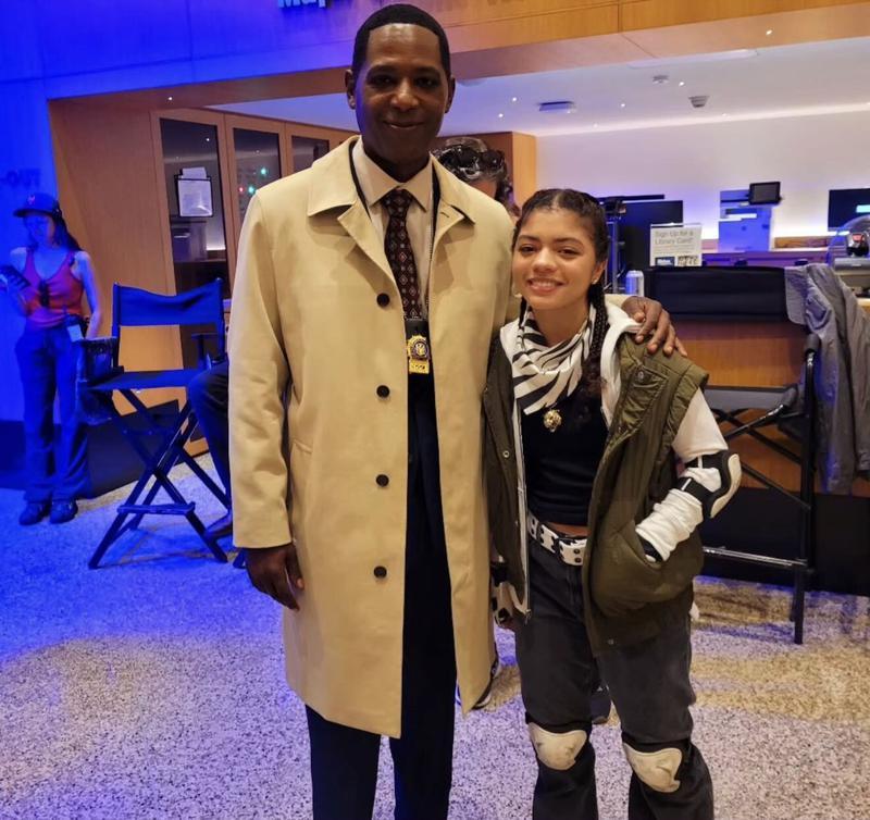 Royce Johnson and Camila Rodriguez on set of Daredevil: Born Again Season 2.