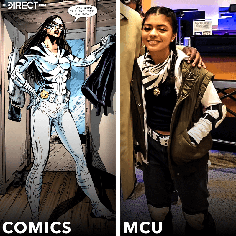 Angela Del Toro in Marvel Comics and Camila Rodriguez on Daredevil Born Again Season 2.