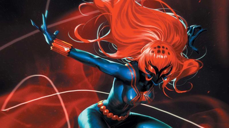 Widow jumping in Marvel Comics.