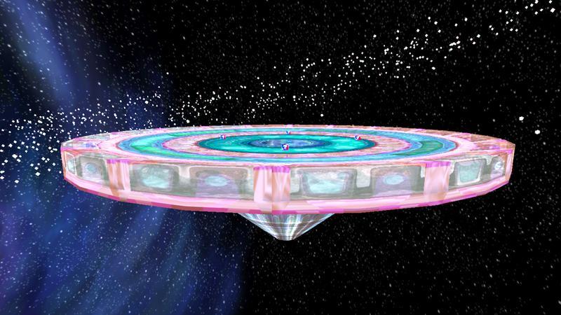 The Galactic Colosseum battle map from Mario Kart Wii