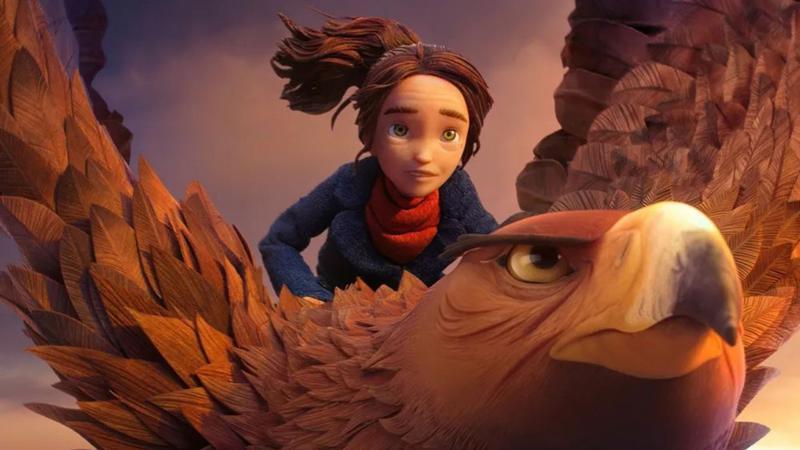 Prue rides giant bird in Wildwood.