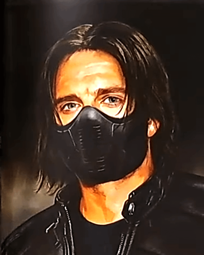 Sebastian Stan wearing a black Winter Soldier mask in Thunderbolts*